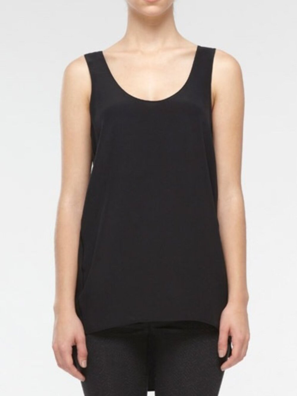 Vince Silk Draped Ladder Stitch Tank large black